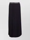 Twinset Pleated Midi Skirt Elastic Waist In Black