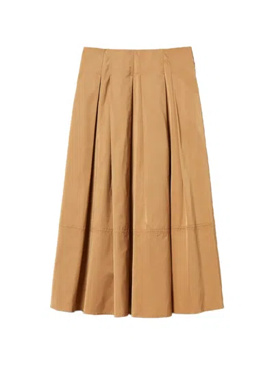 Twinset Pleated Midi Skirt In Neutral
