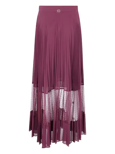 Twinset Pleated Midi Skirt In Pink