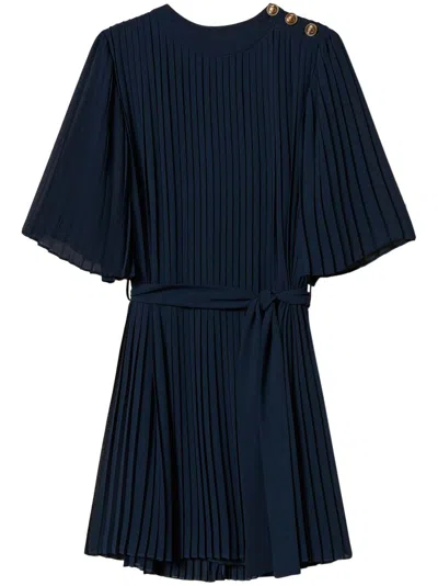 Twinset Pleated Mini Dress In Blue Night