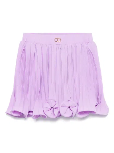 Twinset Kids' Pleated Mini Skirt In Purple