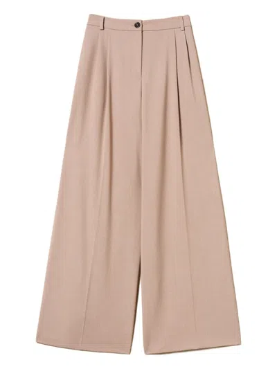 Twinset Pleated Palazzo Pants In Neutral