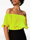 Twinset Pleated-panel Off-shoulder Top In Yellow