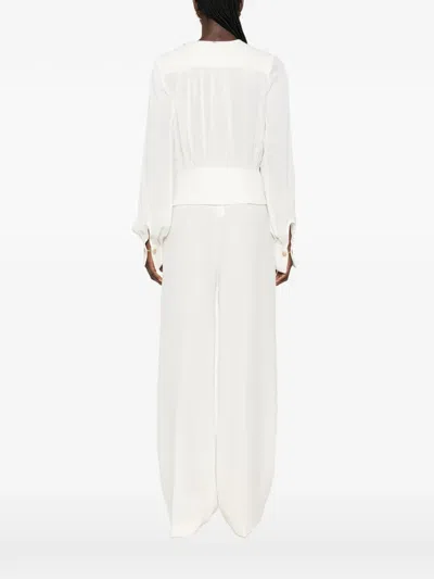 Twinset Pleated Peplum-waist Shirt In White