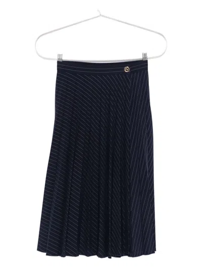 Twinset Kids' Pleated Pinstripe-pattern Skirt In Black