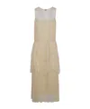 Twinset Pleated Ruffled Gauze Long Dress In Nude