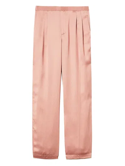 Twinset Pleated Satin Trousers In Pink
