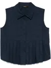 Twinset Pleated Shirt In Blue