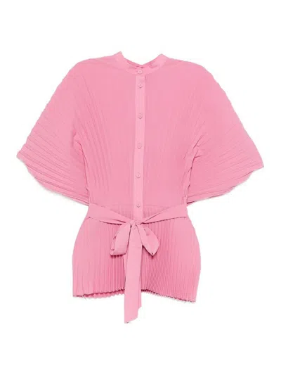 Twinset Pleated Shirt With Tie Fastening In Pink