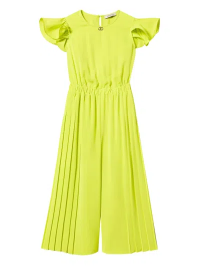 Twinset Pleated Short-sleeve Jumpsuit In Green