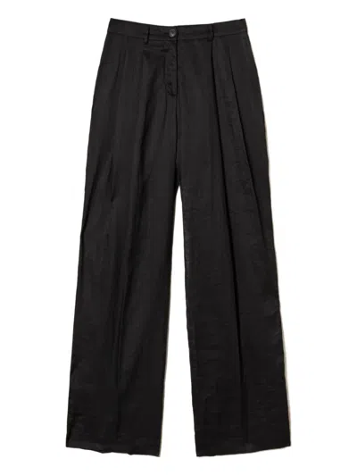 Twinset Pleated Tailored Trousers In Black