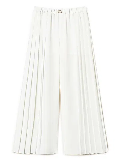 Twinset Kids' Pleated Trousers In White