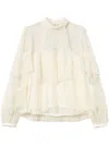 Twinset Pleated Tulle Blouse In White