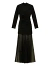 Twinset Robe Longue En Maille Et Tulle In Black