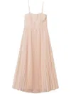 Twinset Pleated Tulle Midi Dress In Neutrals