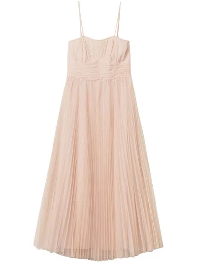 Twinset Pleated Tulle Midi Dress In Puder