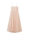 Twinset Pleated Tulle Midi Dress In Nude