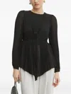 Twinset Pleated Twist-front Top In Black