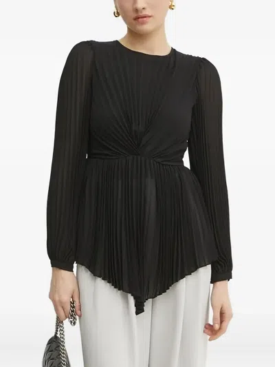 Twinset Pleated Twist-front Top In Black