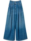 Twinset Wide-leg Belted Jeans In Blue