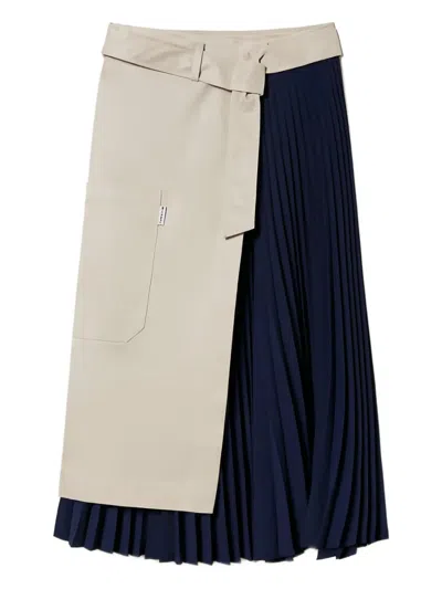 Twinset Pleated Wrap Skirt In Blue