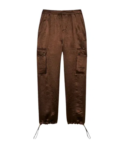 Twinset Pleated-effect Casual Trousers In Brown