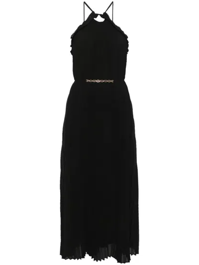 Twinset Plissé Midi Dress In Black