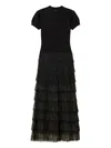 Twinset Plumetis Lace Knit Dress In Black