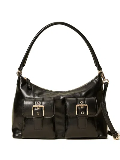 Twinset Pocket-embellished Buckle-detail Shoulder Bag In Black