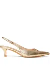 Twinset Gold Colored Pumps With Pointed Toe Design In Fabric Woman In Neutral