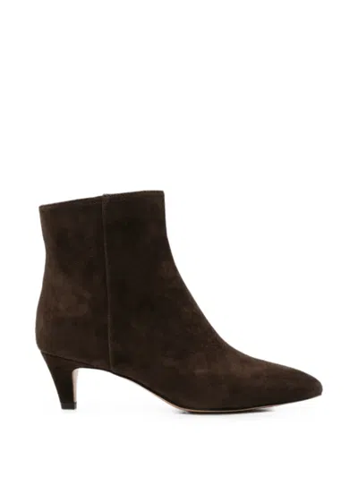 Twinset Pointed-toe Kitten-heel Ankle Boots In Brown