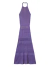 Twinset Pointelle-knit Halterneck Dress In Purple