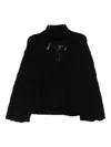 Twinset Textured Knit Sweater With Turtleneck And Scalloped Edges In Black