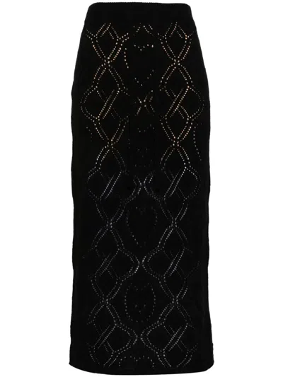Twinset Pointelle-knit Skirt In Black