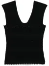 Twinset Twin-set Fitted Black Top With Lace Detailing In 00006