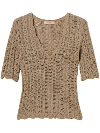 TWINSET POINTELLE-KNIT TOP