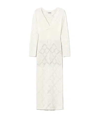 Twinset Pointelle-knit Maxi Dress In White