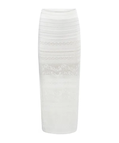 Twinset Pointelle-knit Pencil Midi Skirt In White