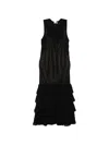 Twinset Pointelle-knit Ruffled Midi Dress In Black