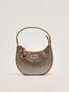 Twinset Moon Rhinestone-embellished Shoulder Bag In Sabbia