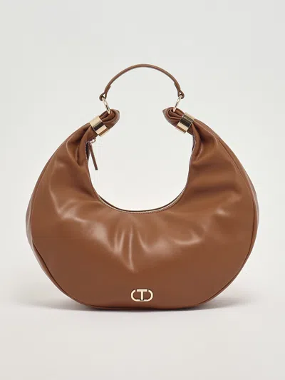 Twinset Poliuretano Tote In Brown