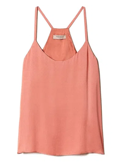 Twinset Polka-dot Jacquard Top In Pink