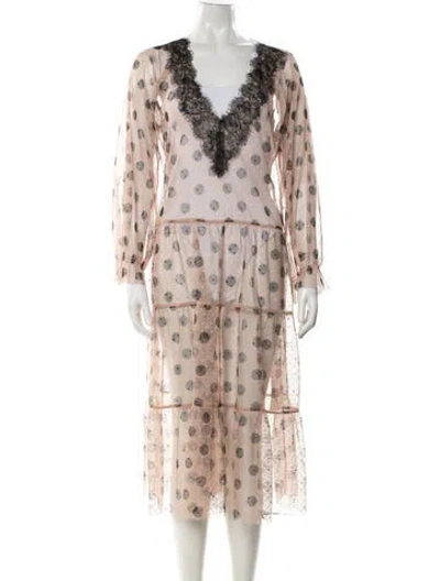 Pre-owned Twinset Polka Dot Print Midi Length Dress In Multi