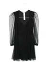 Twinset Polka-dot Puff-sleeve Mini Dress In Black