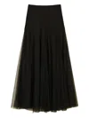 Twinset Maxi Skirt In Tulle Fabric With Polka-dot Pattern In Black