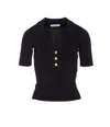 Twinset Fitted Black Short-sleeve Top With Classic Collar In Black