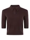 Twinset Polo-neck Short-sleeve Top In Brown