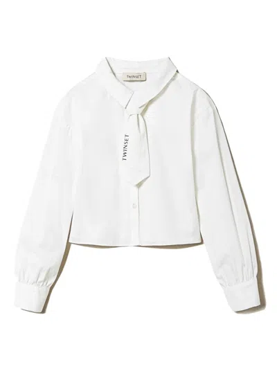 Twinset Kids' Polplin Shirt In White