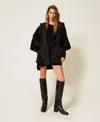 Twinset Poncho En Maille Avec Poches In Black
