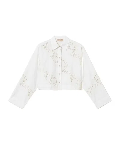 Twinset Poplin And Madeira Embroidered Shirt In White